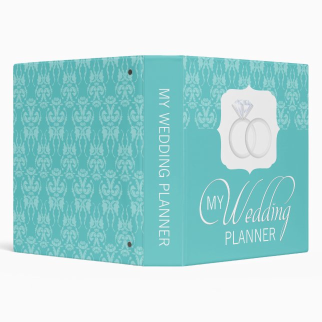 Classeur Planificateur turquoise de mariage damassé (Arrière-plan)