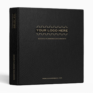 Classeur Planification immobilière en cuir noir Imprimer or