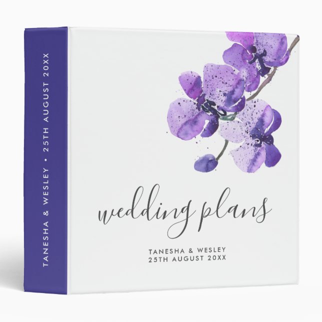 Classeur Planification personnalisée des Mariages d'orchidé (Devant/Côté)