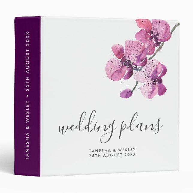 Classeur Planification personnalisée des Mariages d'orchidé (Devant/Côté)