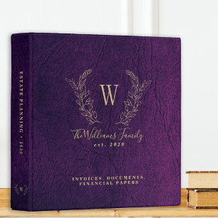 Classeur Planification successorale en cuir violet or monog