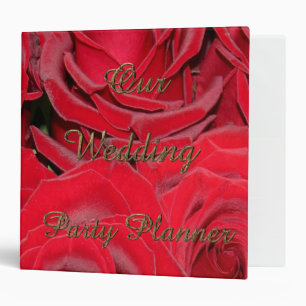 Classeur Planner de mariage Typographie or Roses rouges