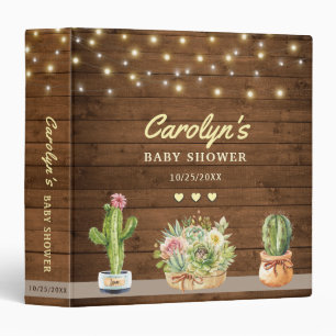 Classeur Plannière d'albums de Baby shower de cactus rustiq