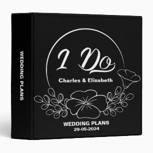 Classeur plans d'album de mariage élégant noir & blanc je f