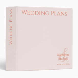 Classeur Plans de Mariage Blush modernes -