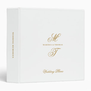Classeur Plans de mariage en or blanc avec monogramme de ca