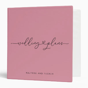 Classeur Plans de mariage rose mauve élégant Cœur