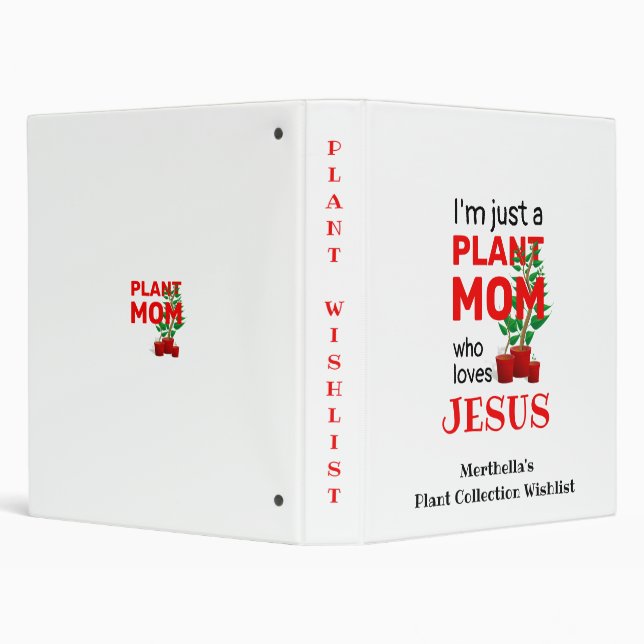 Classeur Plante personnalisé MOM AIME JÉSUS (Arrière-plan)