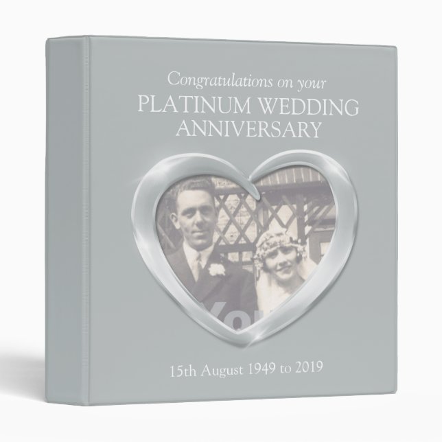 Classeur Platinum mariage anniversaire 70e dossier photo (Devant/Côté)