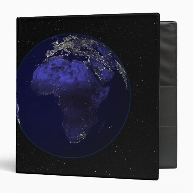 Classeur Pleine Terre la nuit montrant l'Afrique et l'Europ (Devant/Intérieur)
