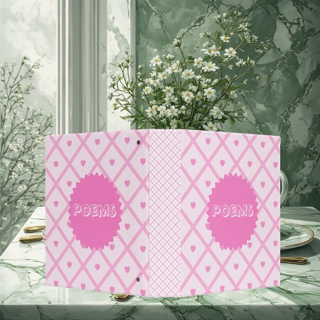 Classeur Poem Organizer Romantic Typography Pink Plaid Cute (Poem Organizer Romantic Typography Pink Plaid Cute 3 Ring Binder)