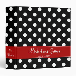 Classeur Point de polka noir et mariage personnalisé par