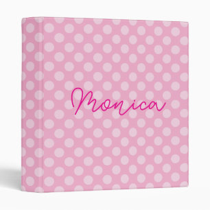 Classeur Point Polka rose clair personnalisé