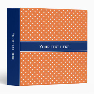 Classeur Pointe Polka blanche orange avec Bleu Royal