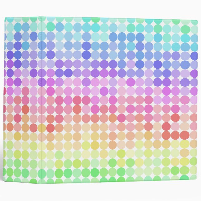 Classeur Points Arc-en-ciel Pastel (Devant/Côté)