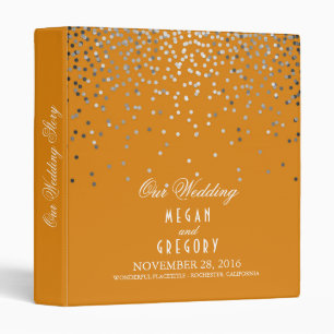 Classeur Points Argent Confetti Élégant Mariage orange