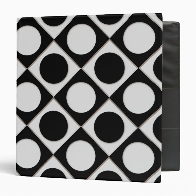 Classeur Points & Carrés / noir blanc + vos idées (Devant/Intérieur)