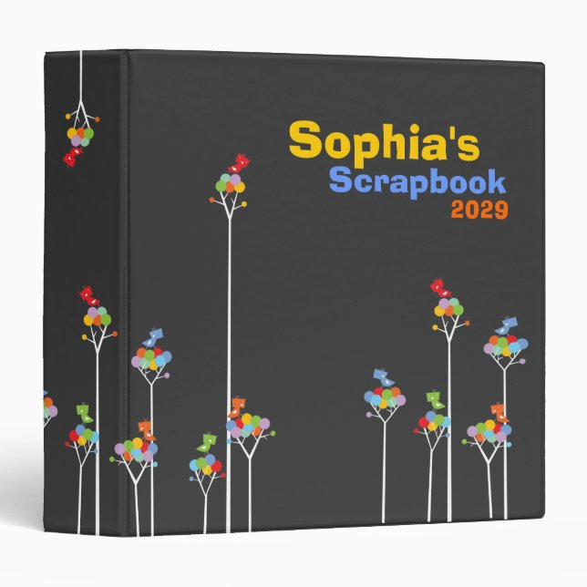 Classeur Points colorés d'arbre d'amusement d'oiseaux (Devant/Côté)