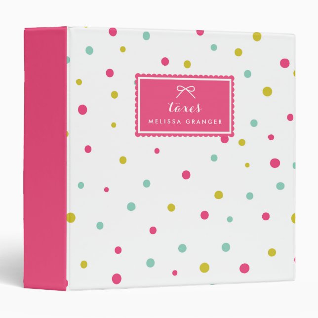 Classeur Points Confetti colorés mignons Motif Personnalisé (Devant/Côté)