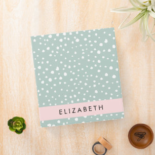 Classeur Points Dalmatiens verts, Spots, Votre Nom