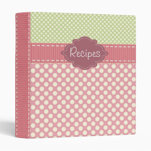 Classeur Pois chic et élégant, rose et vert minable