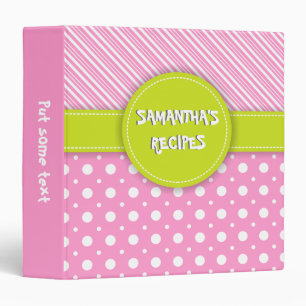 Classeur Pois et rayures modernes rose, blanc, vert