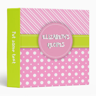 Classeur Pois et rayures modernes rose, blanc, vert