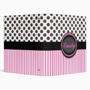Classeur Pois et rayures rose, noir et blanc