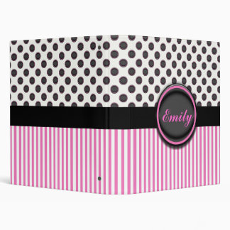 Classeur Pois et rayures rose, noir et blanc