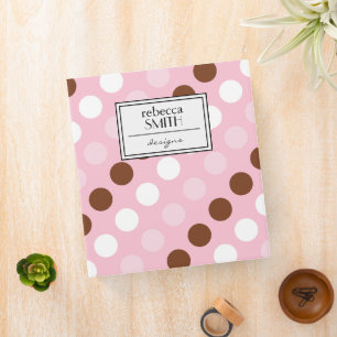 Classeur Pois, Motif Pointe Polka, Rose, Brown