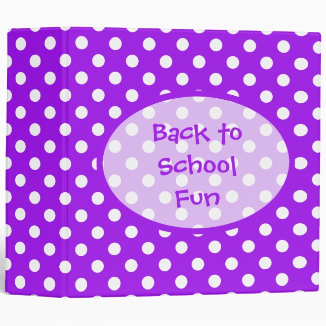 Classeur Pois pourpre et blanc (Devant/Côté)