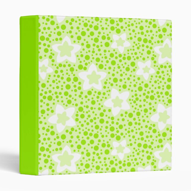 Classeur Pois rétro vert vif avec motif floral (Devant/Côté)