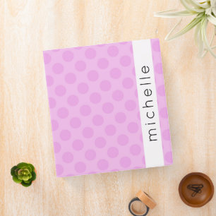 Classeur Pois roses, Motif Pointe Polka, Votre Nom