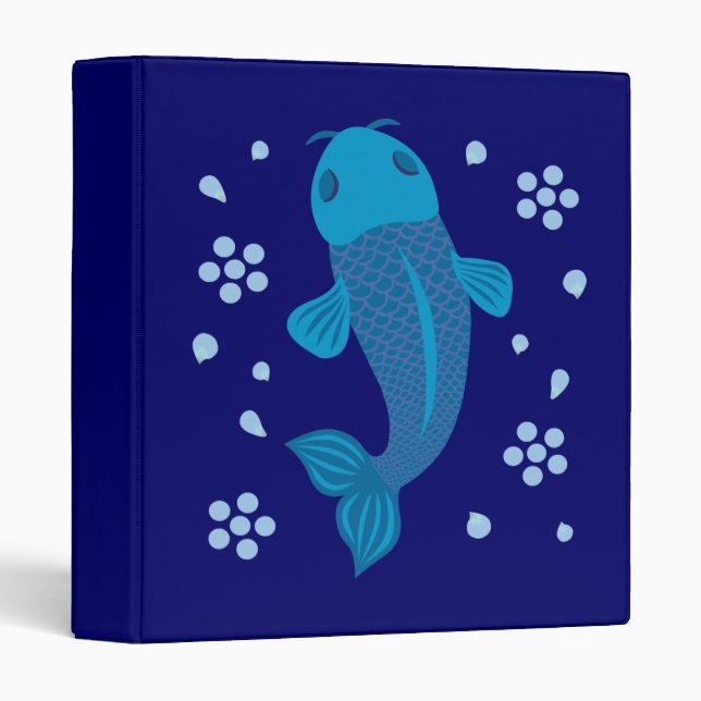 Classeur Poisson bleu Koi (Devant/Côté)