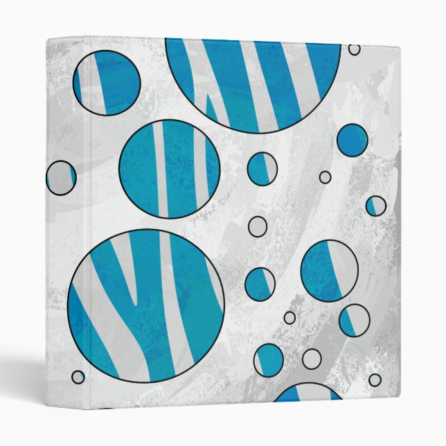Classeur Polka blanc et bleu Zebra (Devant/Côté)