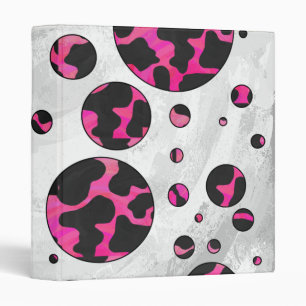 Classeur Polka Dot Cow Hot Rose et Black Print