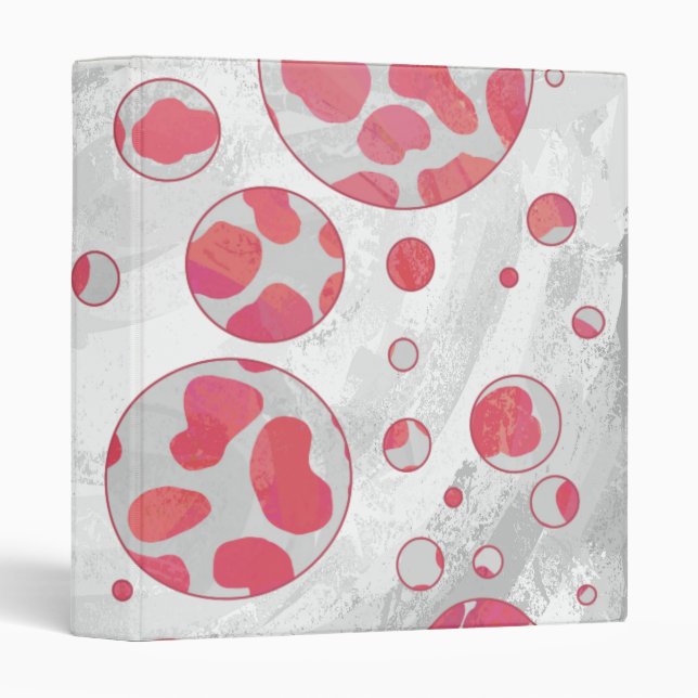 Classeur Polka Dot Dalmatie rose et blanc (Devant/Côté)