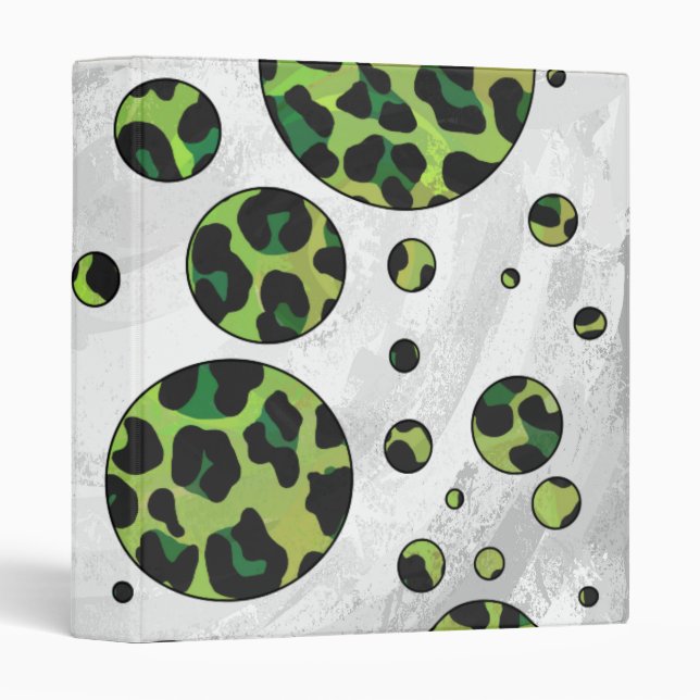 Classeur Polka Dot Leopard noir et vert (Devant/Côté)