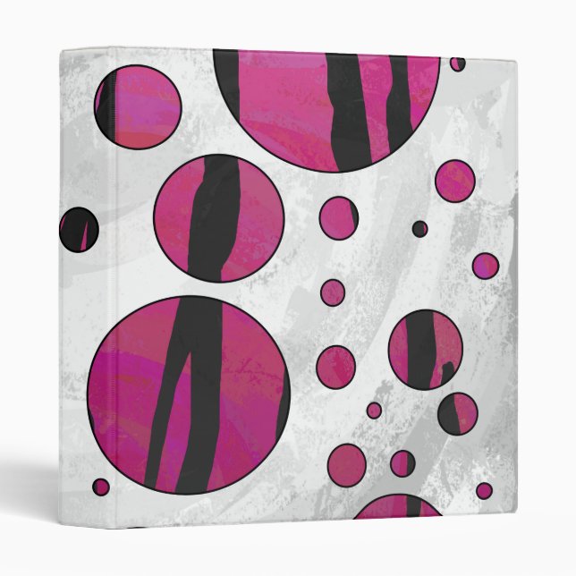 Classeur Polka Dot Tiger rose chaud et noir (Devant/Côté)