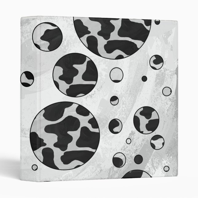 Classeur Polka Dot Vache noir et blanc (Devant/Côté)
