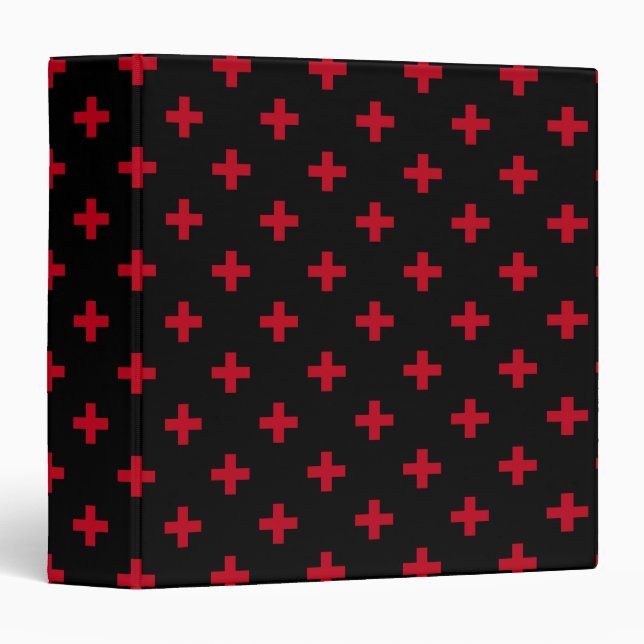 Classeur Polka rouge croise sur noir (Devant/Côté)