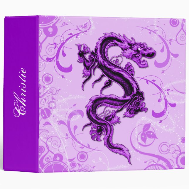Classeur polyvalent de dragon pourpre d'imaginaire (Devant/Côté)