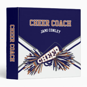 Classeur Pom-pom girl - Bleu marine, Blanc, Gris et Orange