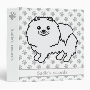 Classeur Pomeranian Blanc Chien de Dessin Animé Mignon & Te