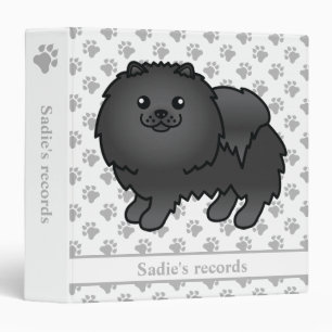 Classeur Pomeranian noir Chien de dessin animé mignon & Tex