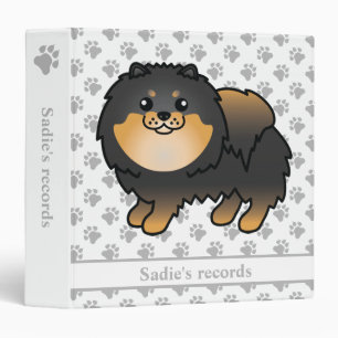 Classeur Pomeranian noir et feu, illustration de chien de d