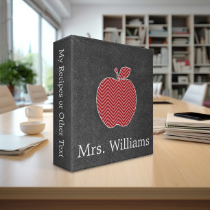 Classeur Pomme enseignant personnalisée avec Motif Chevron
