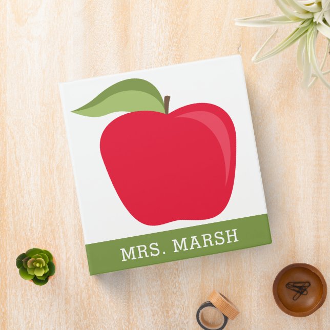 Classeur Pomme enseignant personnalisée avec Motif Chevron  (In Situ)