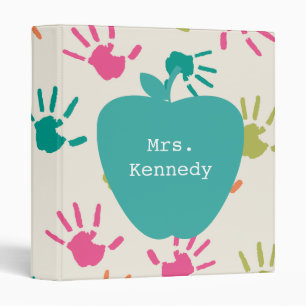Classeur Pomme Turquoise Empreintes colorées Enseignant