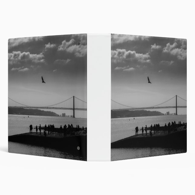 Classeur Pont de suspension à Lisbonne Photo noir et blanc (Arrière-plan)